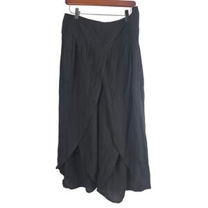 Elevenses Tulip Cropped Wide Leg Pants 10 Womens Anthropologie Black Pleated